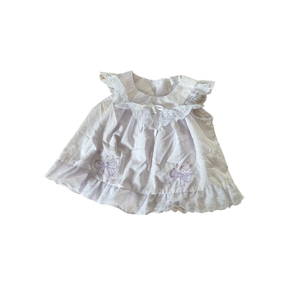 Vintage purple bow lace infant girls dress